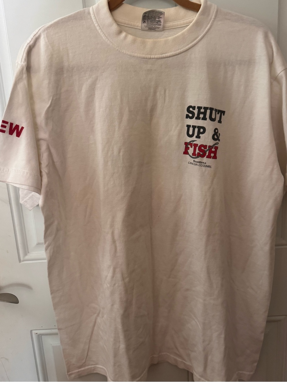 Shut Up & Fish Graphic Tee - Cream-White